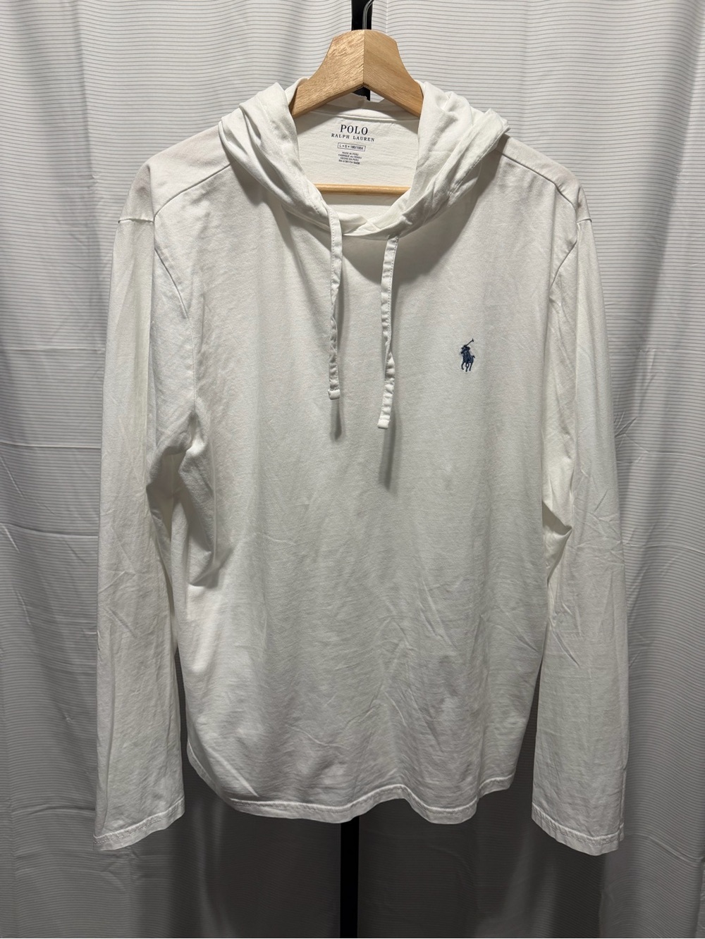 Polo Ralph Lauren Jersey Hooded T-Shirt Size Large White